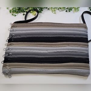 MI SA KO Multiple  Zippers Chic Black Crossbody Bag.